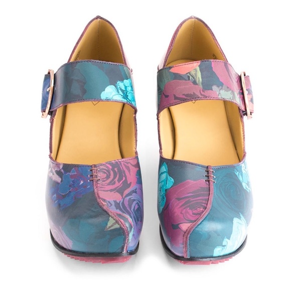 John Fluevog Prepare Leader Platform Mary Jane Heels Floral Size 6 - Picture 14 of 16